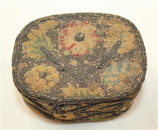 A Charles II silver thread and needlework small box, c.1680, 2.75in.